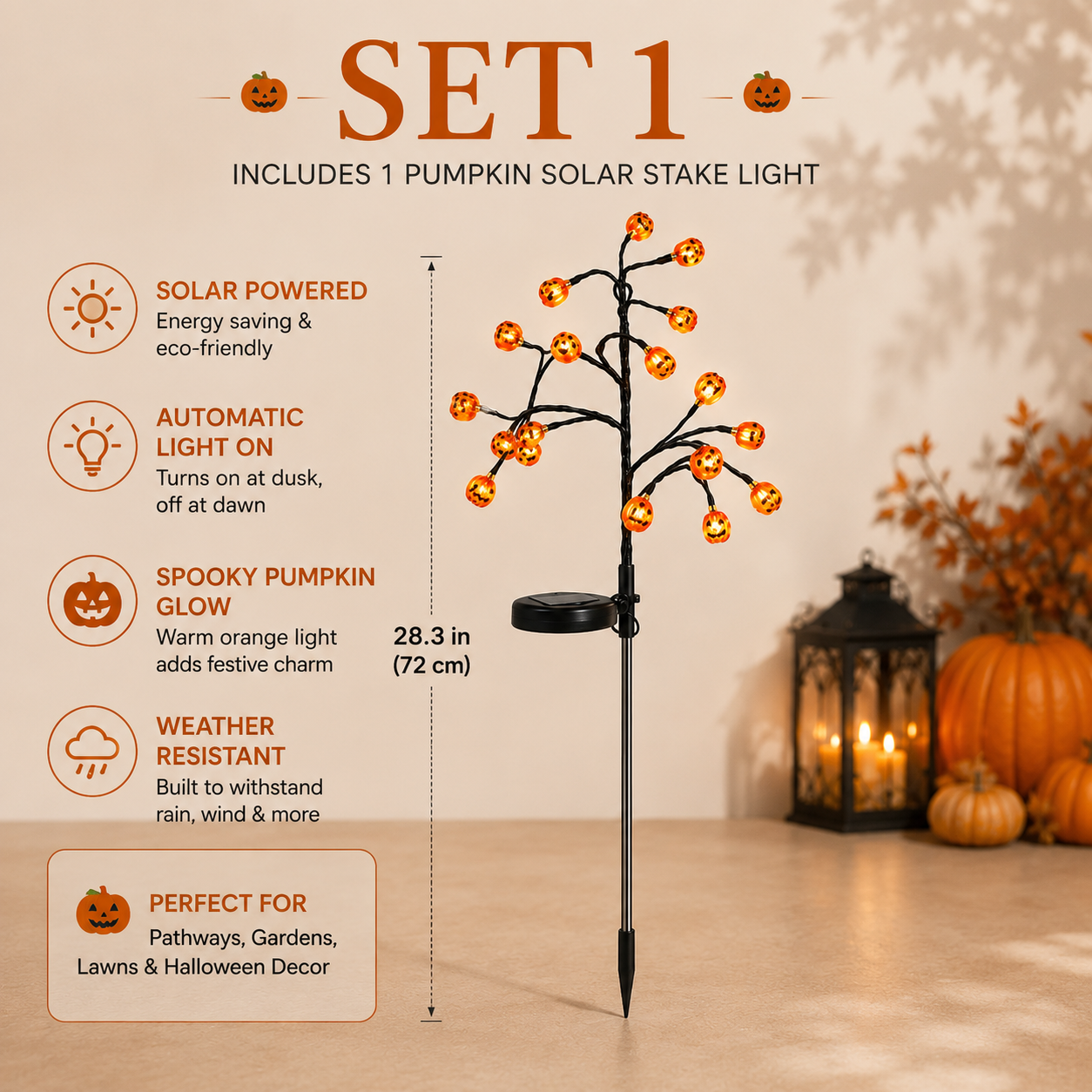 🎃 Pumpkin Solar Stake Lights – Halloween Outdoor Yard Decor
