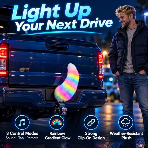 🎭 Light Up Plush Costume Tail | 3 Control Modes, Universal Clip-On for Conventions & Parties