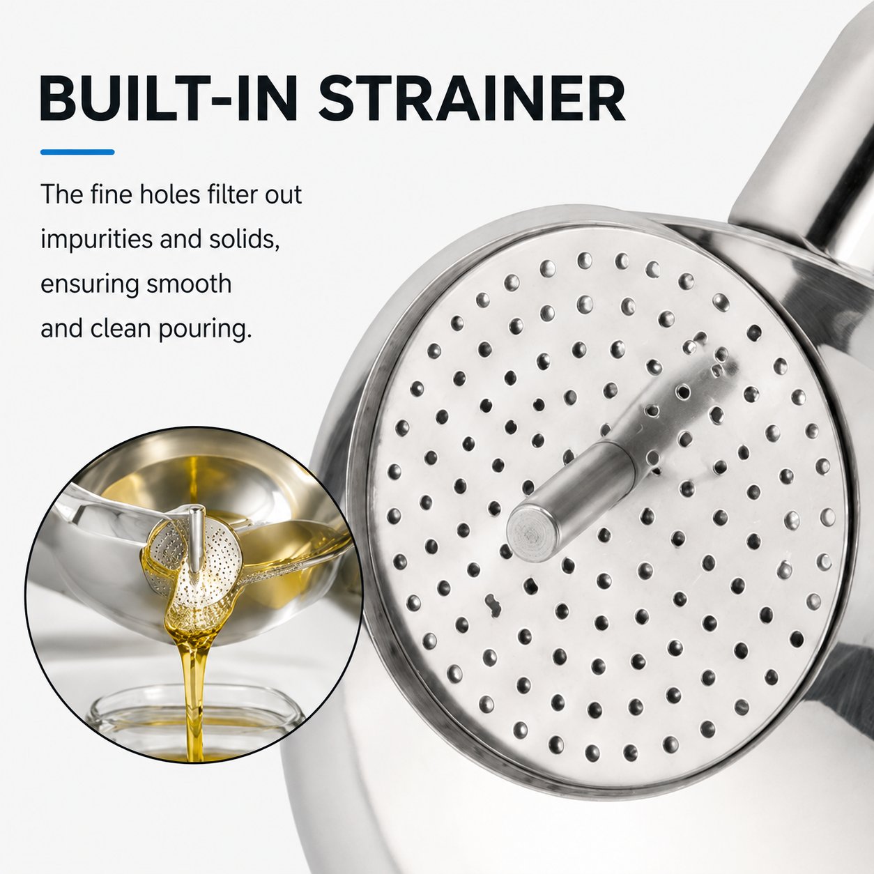 5 1/2-Inch Stainless Steel Funnel with Detachable Strainer