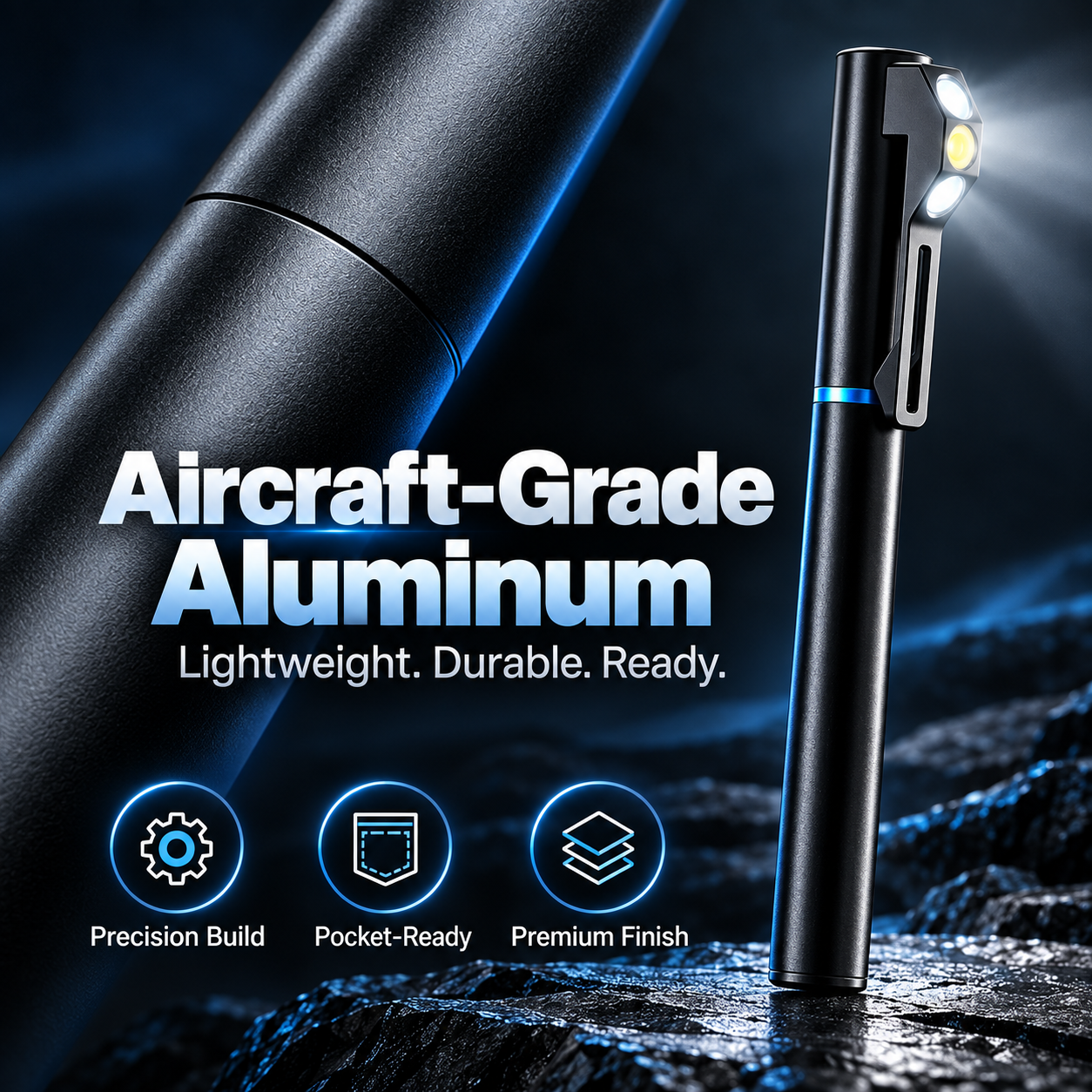 Aircraft grade aluminum wearable pen light