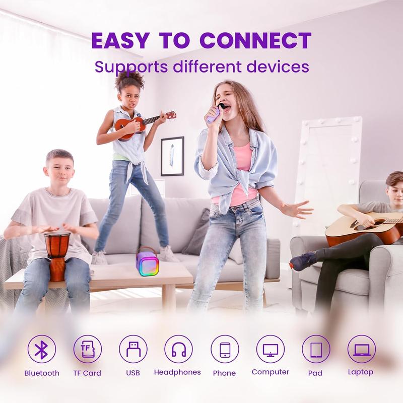 🎉🎵 Portable Bluetooth Karaoke Speaker with 2 Wireless Mics for Kids & Family