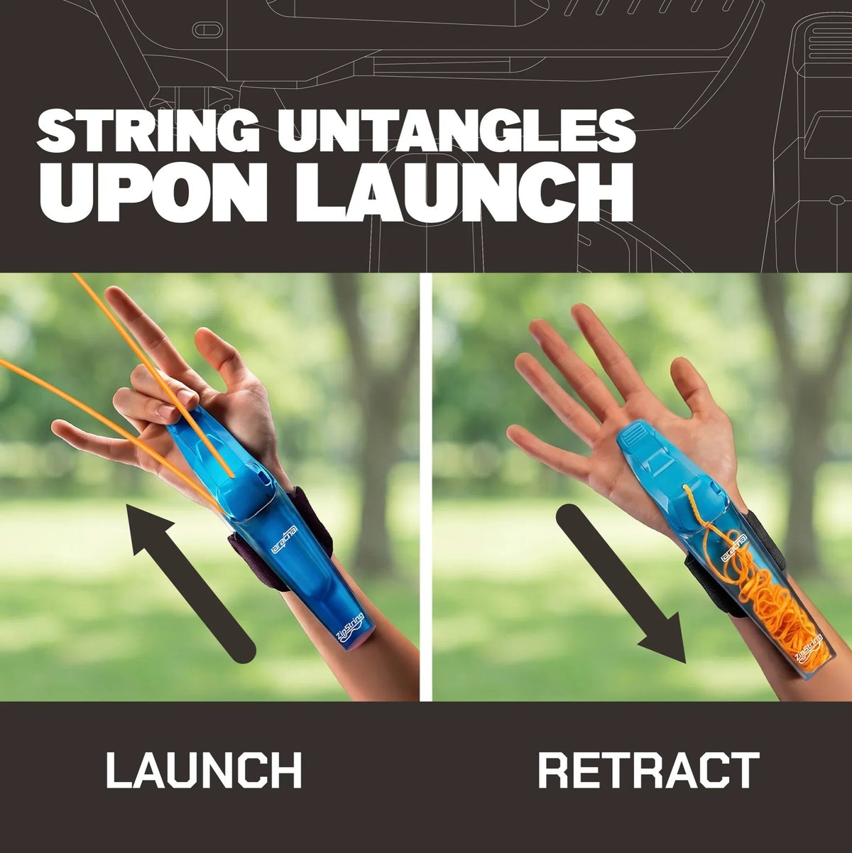🕷 Rechargeable Wrist String Launcher with UV-Reactive & Glow-in-the-Dark Strings for Kids & Adults 🎁