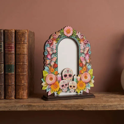💀Día de los Muertos Wooden Picture Frame Decor - Mexican Tabletop Altar Display with Multiple Frame Designs