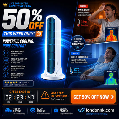 ❄️[Cool the Entire Room in 90 Seconds]Tower Fan—an air conditioner that can be used in both upright and horizontal positions