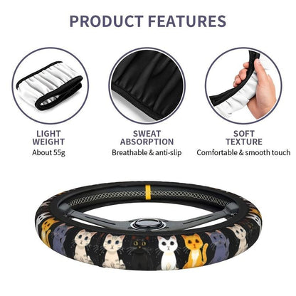 🐱 Cute Cat Steering Wheel Cover 🚗 Soft & Comfy Grip ✨ Anti-Slip Car Interior Accessory