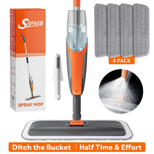 360° Swivel Fine-Mist Spray Mop (Includes 4 Washable Pads)