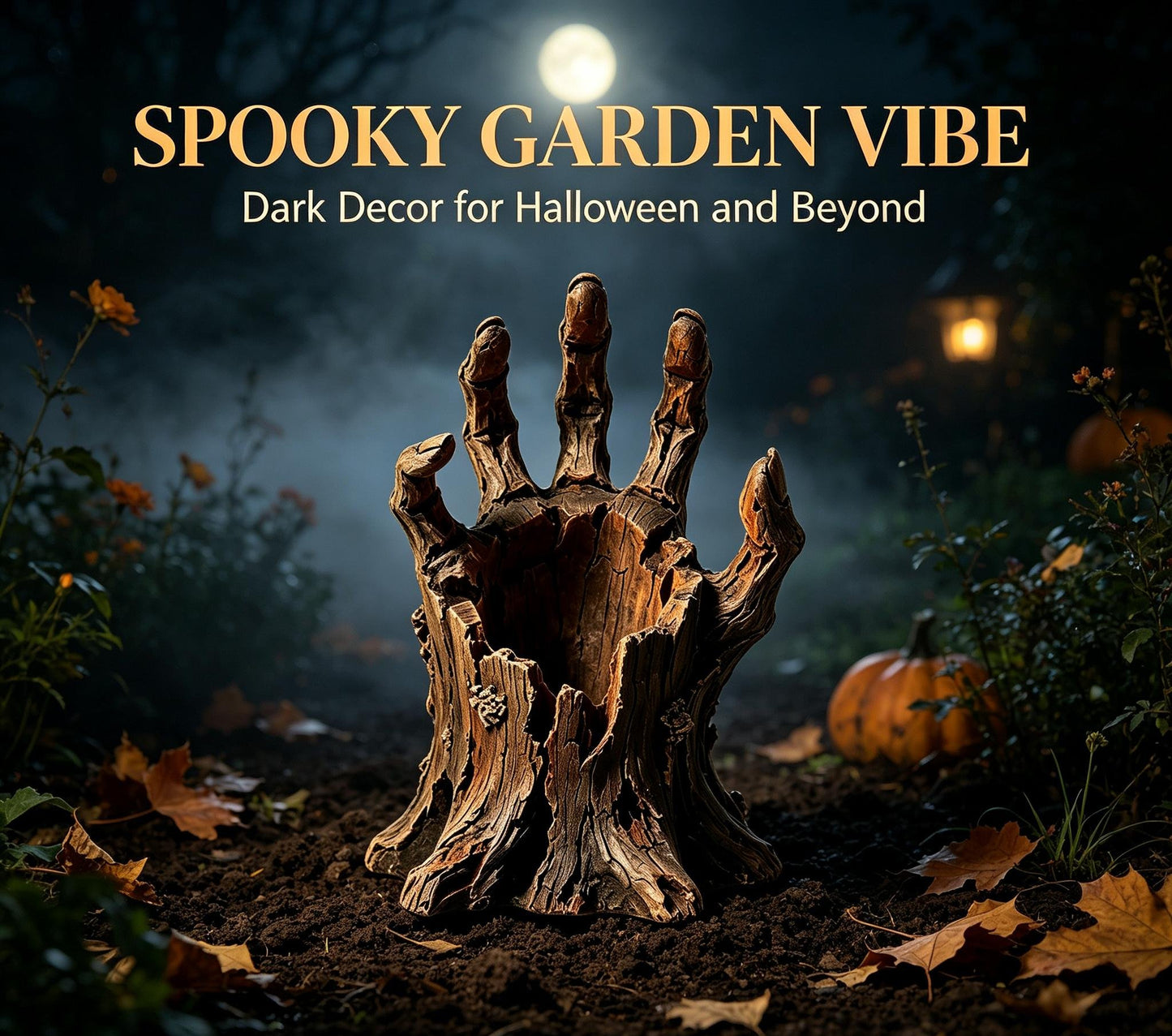 🎃Halloween  Wooden Hand Garden Planter Stake – Spooky Driftwood Yard Decor for Plants & Halloween 🕸️
