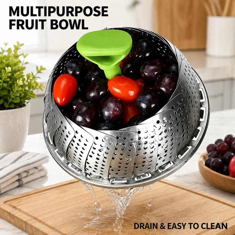 Steamer basket used as fruit draining bowl
