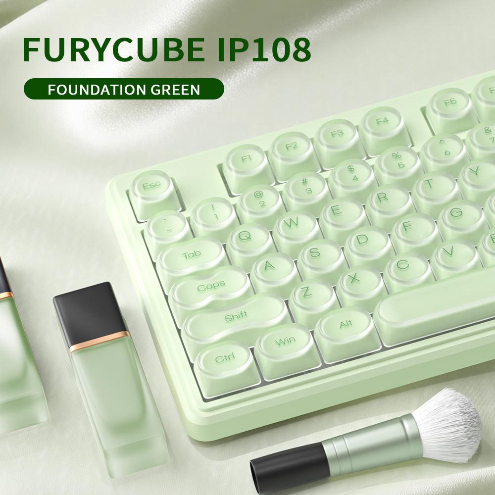 🔥50% OFF！💄FURYCUBE IP108 Lipstick Shape Wireless Mechanical Keyboard, Tri-Mode RGB Desk Keyboard✨