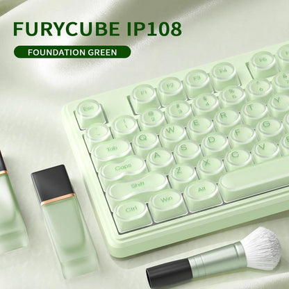 🔥50% OFF！💄FURYCUBE IP108 Lipstick Shape Wireless Mechanical Keyboard, Tri-Mode RGB Desk Keyboard✨