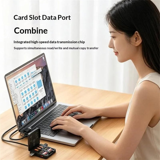 ADS-319 Portable Multifunctional Card Reader Storage Case USB-C / USB 3.0 5Gbps High Speed Data Transfer Adapter for SD TF Cards ⚡✨