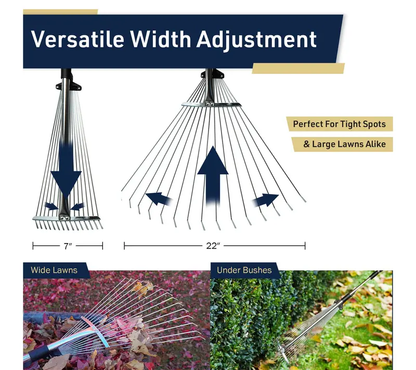 Adjustable Metal Rake with Expandable Handle