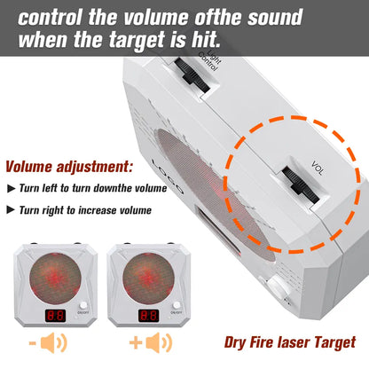 Rechargeable Laser Dry Firing Target - Portable Hunting Training Gear, 5 Difficulty Levels, Steel Plate Sound-Flash Feedback, Indoor Training Tool, Cost-Effective Gift for Male Shooters
