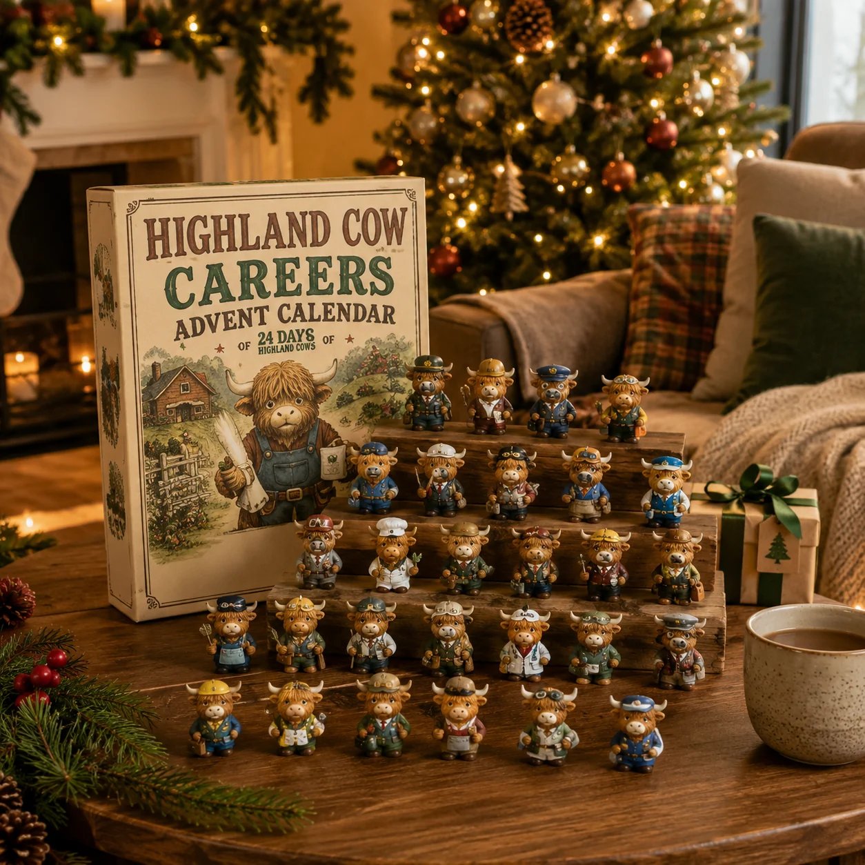 🐮 LAST DAY 49% OFF – 24 Days of Highland Cow Careers Advent Calendar | 24 Unique Collectible Highland Cows with Adorable Jobs, Tiny Accessories & Daily Christmas Surprises 🎄✨