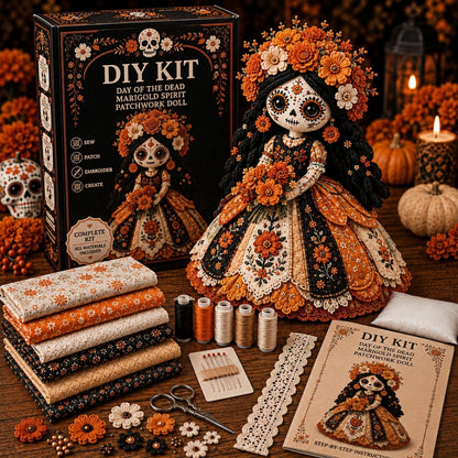 💀Vinowg Day of the Dead Patchwork Doll DIY Kit - Patchwork Skeleton Witch Girl DIY Kit