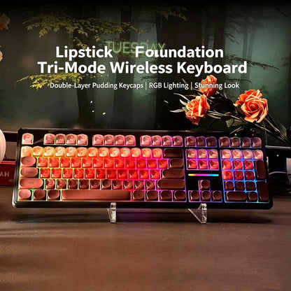 🔥50% OFF！💄FURYCUBE IP108 Lipstick Shape Wireless Mechanical Keyboard, Tri-Mode RGB Desk Keyboard✨
