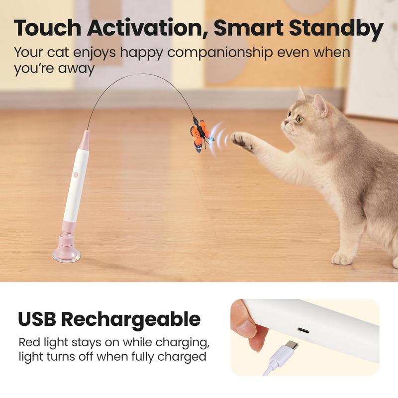 🦋 Interactive Spinning Butterfly Cat Toy – Rechargeable 360° Motion & Touch-Activated Play
