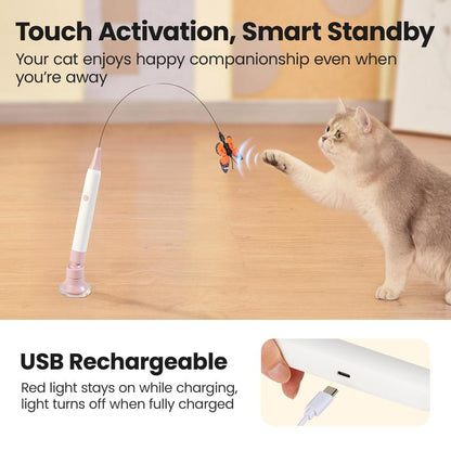 🦋 Interactive Spinning Butterfly Cat Toy – Rechargeable 360° Motion & Touch-Activated Play