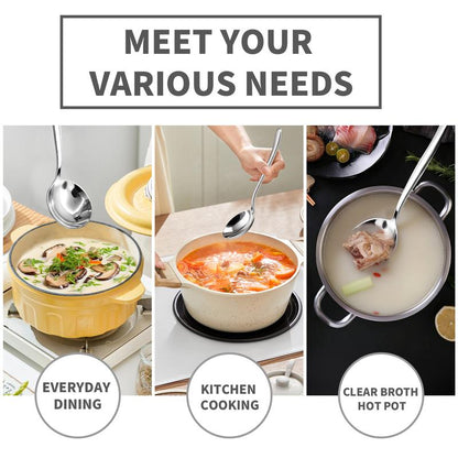🥘18/10 Stainless Steel Soup Spoons‑Deep Bowl, No More Spills!