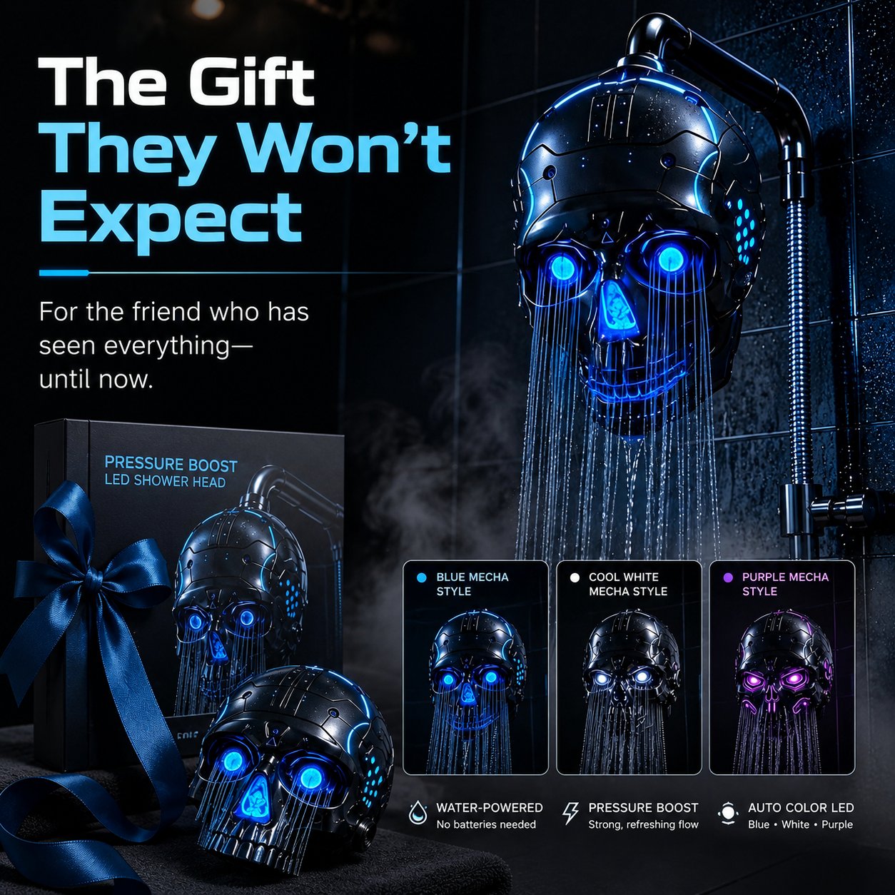 💀✨ Cyberpunk Skull Shower Head — Transform Your Daily Shower Into A Futuristic Light Experience