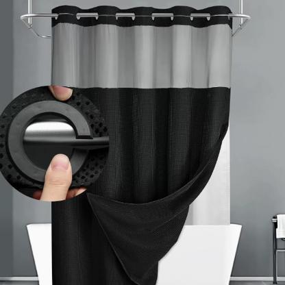 No-Hook Shower Curtains with Snap-in Fabric Detachable Liner Set