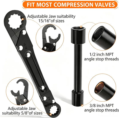 Compression Sleeve Puller Tool for 1/2" & 3/4" Brass Pipes, Rust-Resistant Ferrule Remover, Pipe Ring Extraction Kit for Corroded/Frozen Supply Stops, Removes Nut & Ferrule Safely – No Pipe Damage (Fits NPT 1/2", 3/4")
