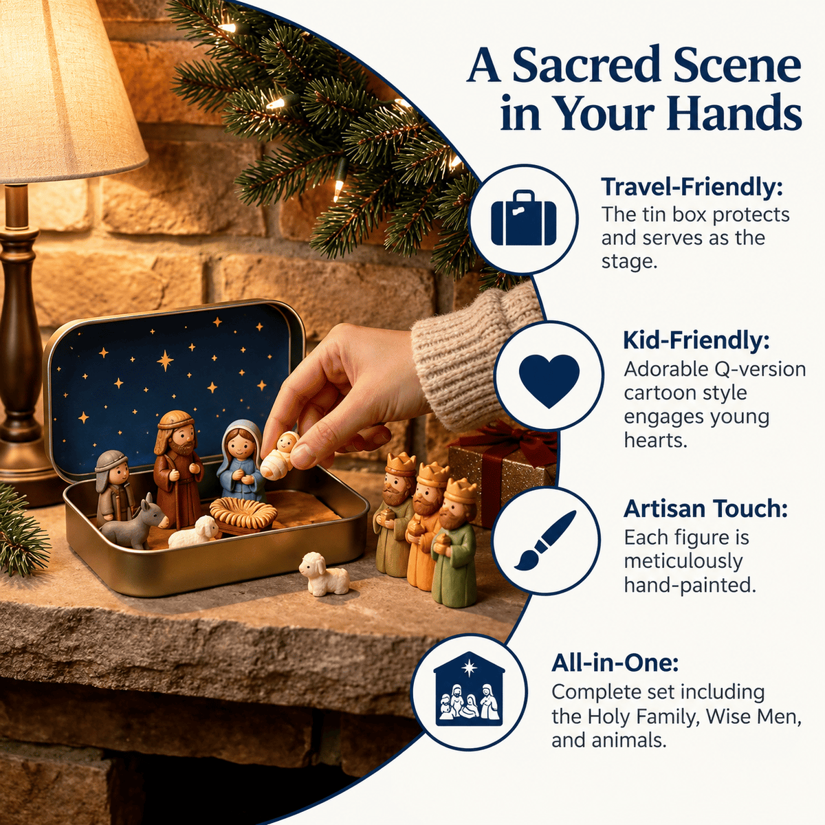 🔥Last Day 50% OFF - ✝️Religious Pocket-Size Mini Nativity Scene Set with Storage Box