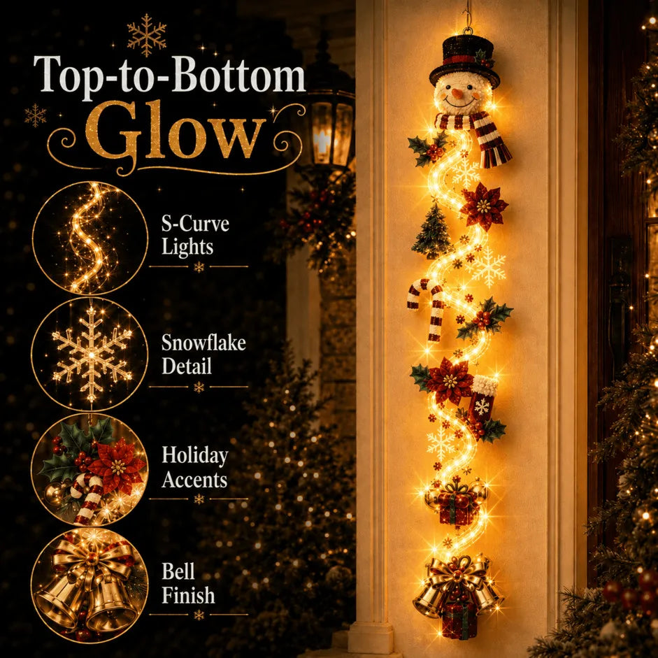 🎄Glowing Christmas Door Hanger | 6 Festive Lighted Designs with Warm Glow, Dimensional Details & Space-Saving Vertical Décor ✨