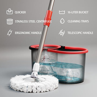 Spin Mop &amp; Bucket System with Detachable Scrub Brush