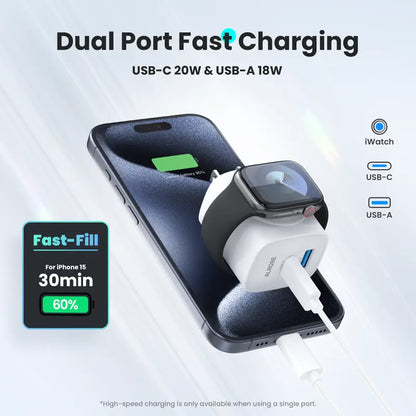 ⚡ 20W 3-in-1 GaN Fast Charger & Wireless Apple Watch Power Adapter 🔋