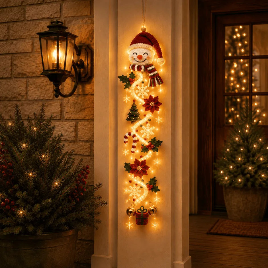 🎄Glowing Christmas Door Hanger | 6 Festive Lighted Designs with Warm Glow, Dimensional Details & Space-Saving Vertical Décor ✨