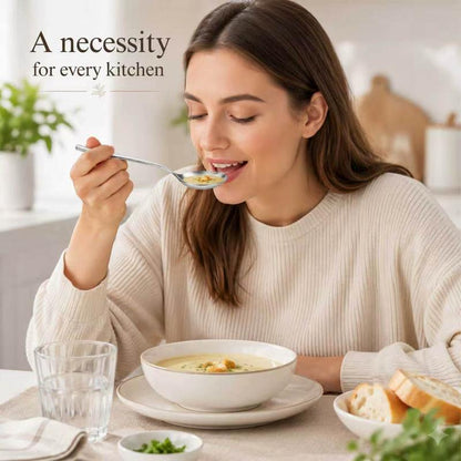🥘18/10 Stainless Steel Soup Spoons‑Deep Bowl, No More Spills!