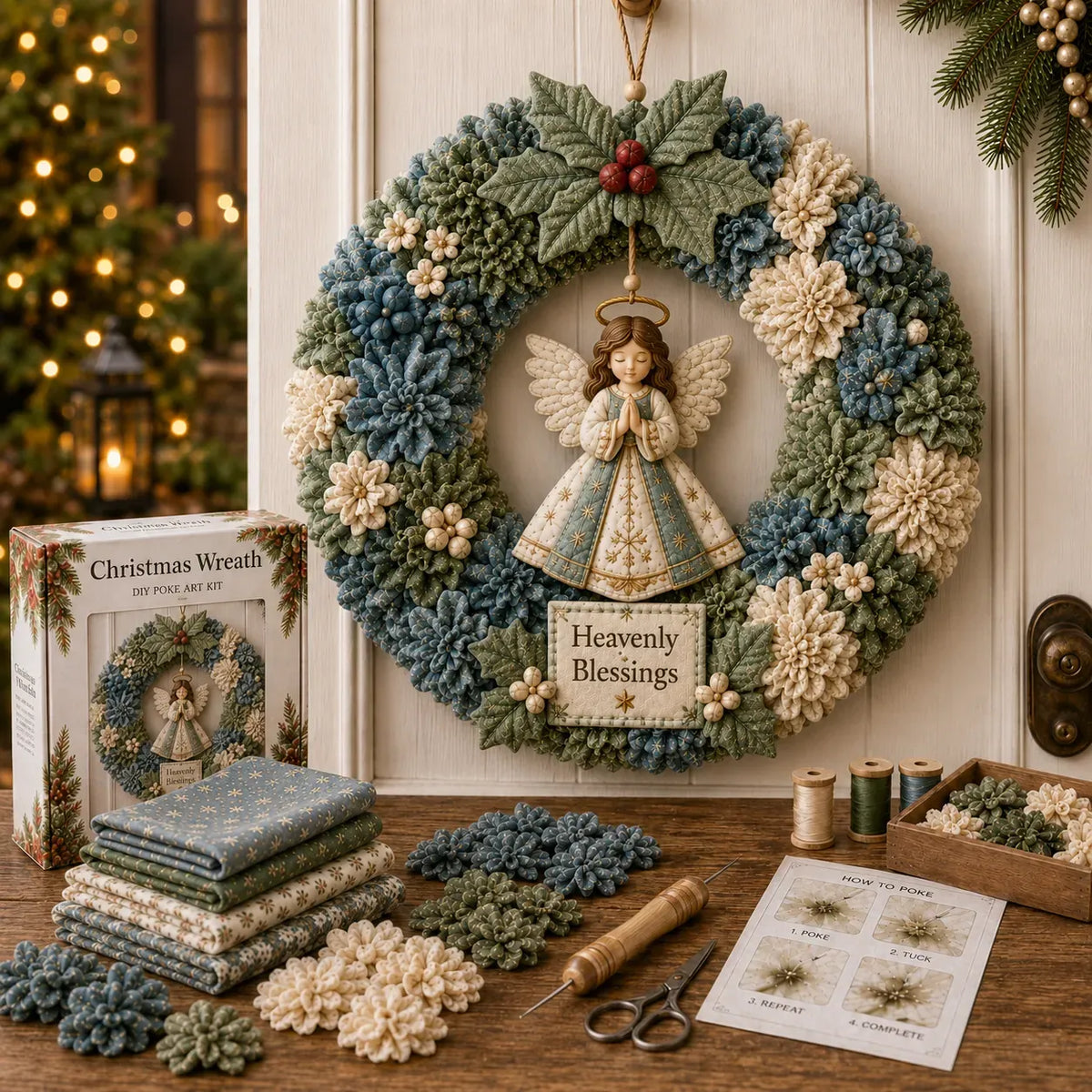 ✨ Make A Christmas Wreath You'll Be Proud To Display 🎄❤️ 3D Fabric Poke DIY Kit With Tutorial & Guide Included