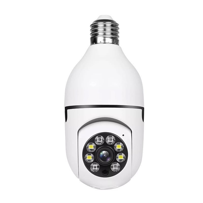 🔥2K Light Bulb Security Camera – 360° Pan & Tilt, Color Night Vision, Built‐in Spotlight, 2.4GHz/5GHz WiFi, Indoor/Outdoor