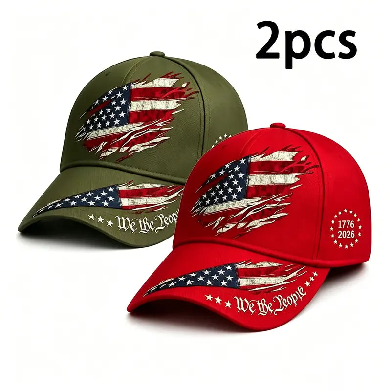 2pcs 250th Anniversary Print Baseball Cap