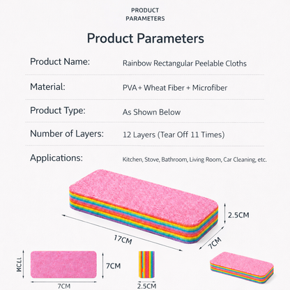 SOPAMI 12-Layer Peelable Rainbow Cleaning Sponge Wipes（3PCS）
