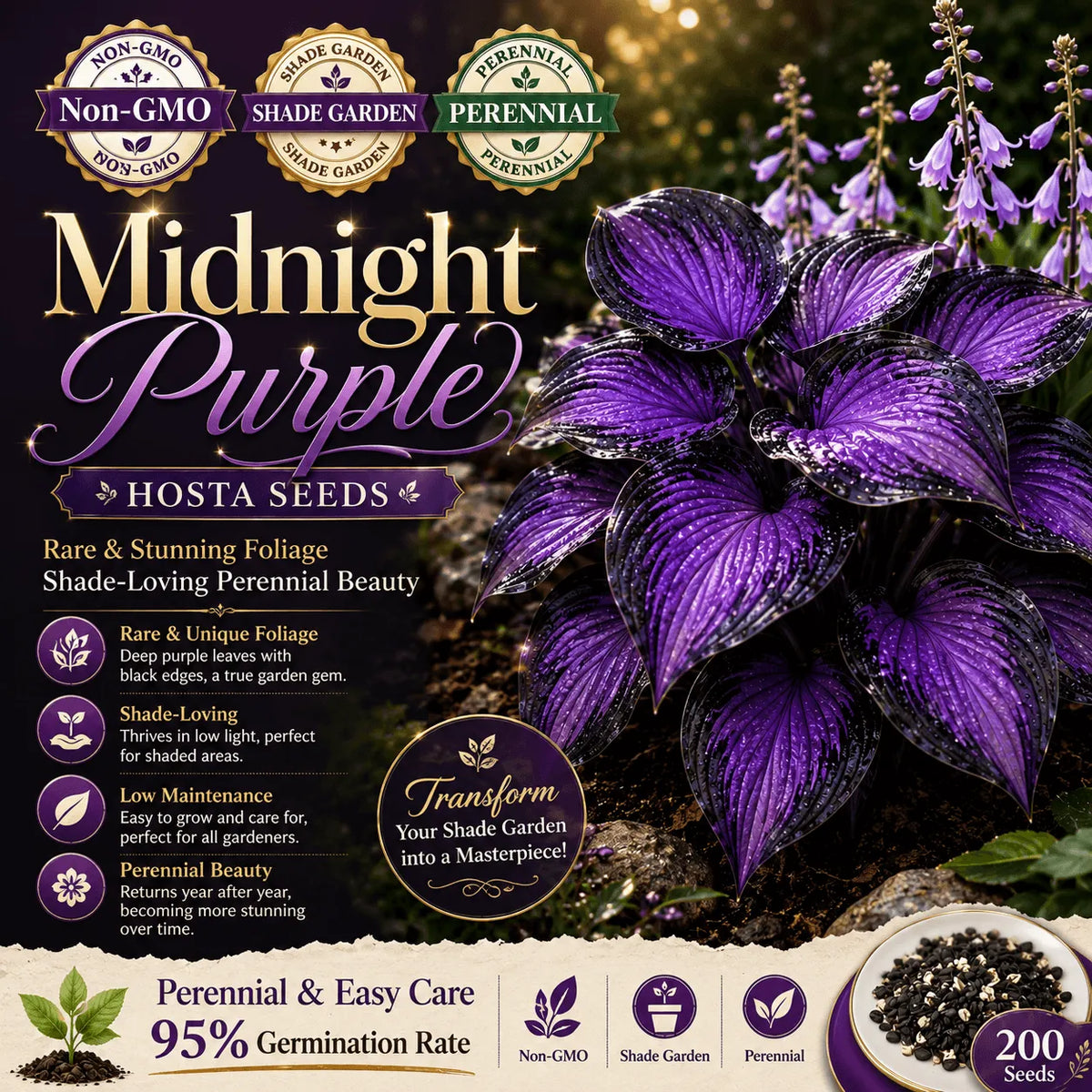 🔥Last day clearance🔥Premium Rare Hosta Seeds🌌Shade-Tolerant Plant