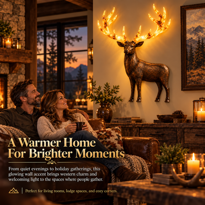 💥 Hot-Selling Half-Price Deal ✨ Light-Up Longhorn Wall Sculpture, Rustic Western-Style LED Wall Decor