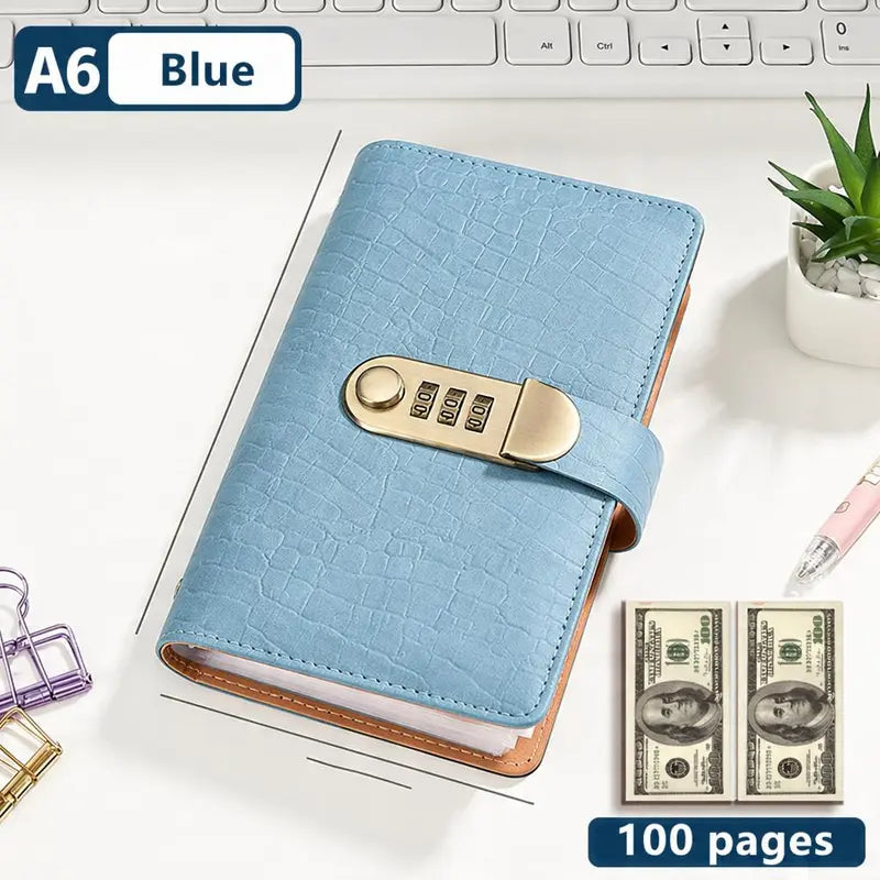 A6 savings notebook,3-Digit Resettable Password Lock