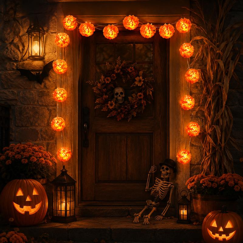 🎃🌼 3M Marigold LED Garland for Halloween & Day of the Dead