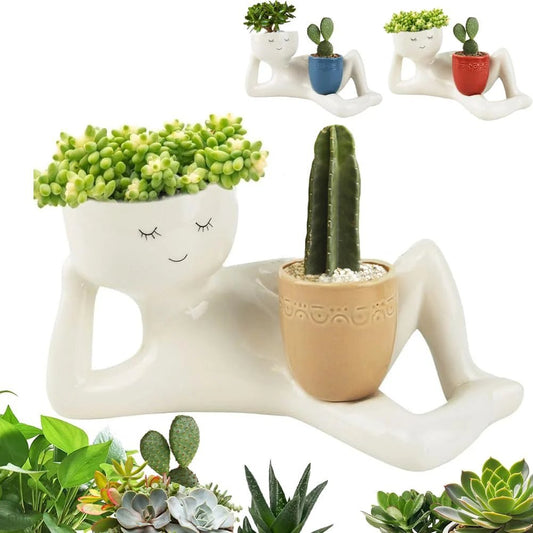 🔥Lazy Guy Funny Planter with Drainage Hole