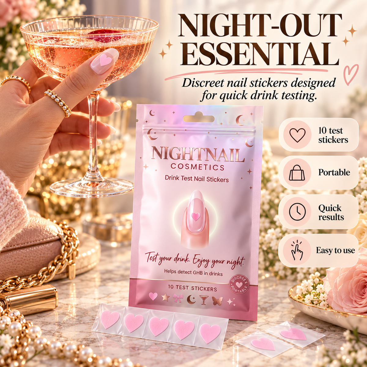 Night Nail Drink Testing Sticker