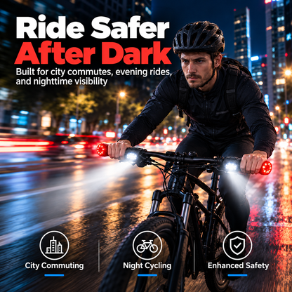 🚴 Dual-Direction Handlebar Safety Lights – USB Rechargeable Front & Rear Bike Lights with Hidden Bar-End Installation