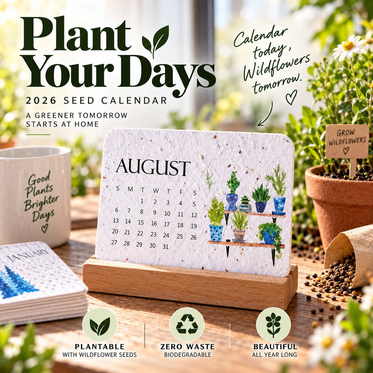 ✨Early Holiday Sale 45% OFF🌱Eco-Friendly Plantable “Timeless” Seed Calendar 2027