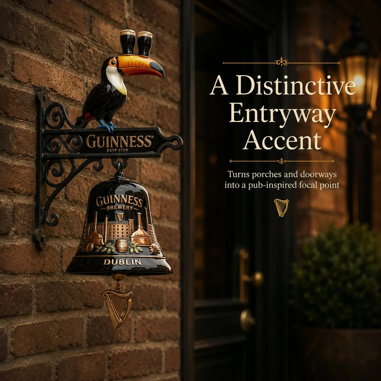 🍺Guinness Toucan Cast Iron Door Bell