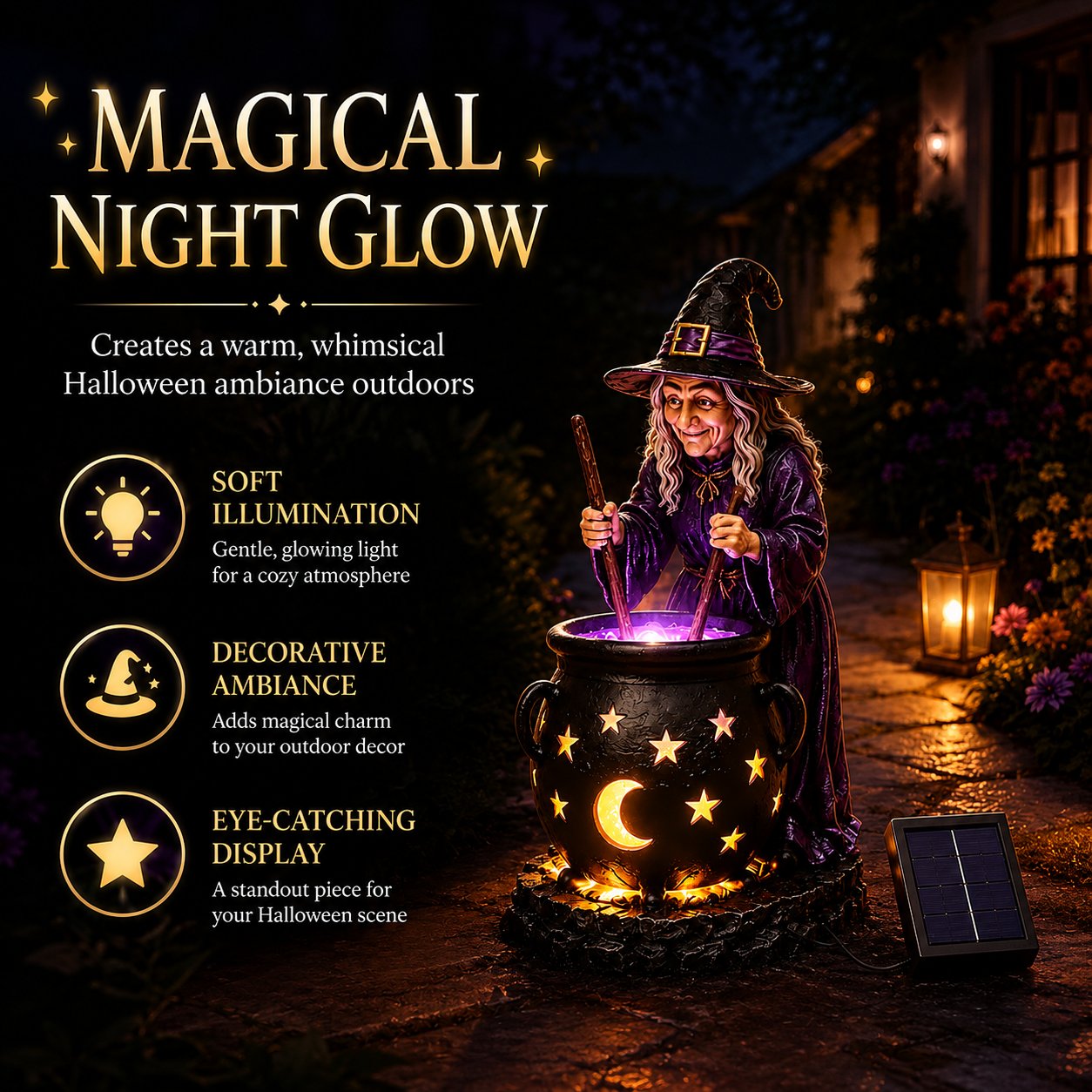 🪄Halloween Witch Glowing Cauldron Solar Light