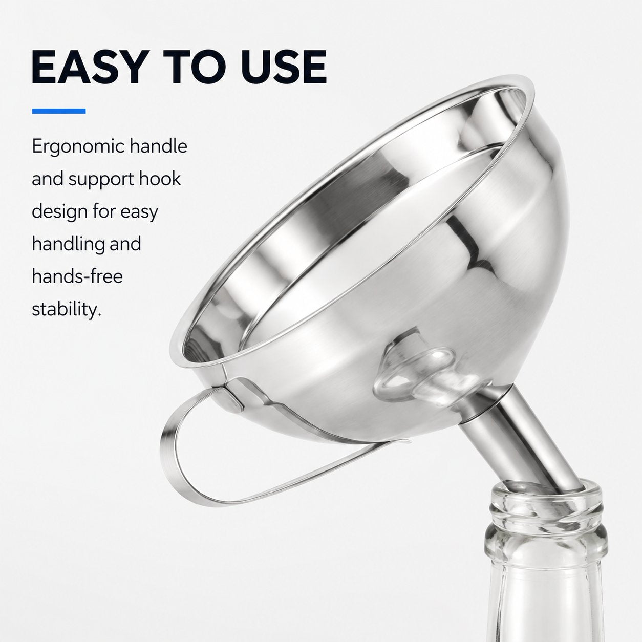 5 1/2-Inch Stainless Steel Funnel with Detachable Strainer