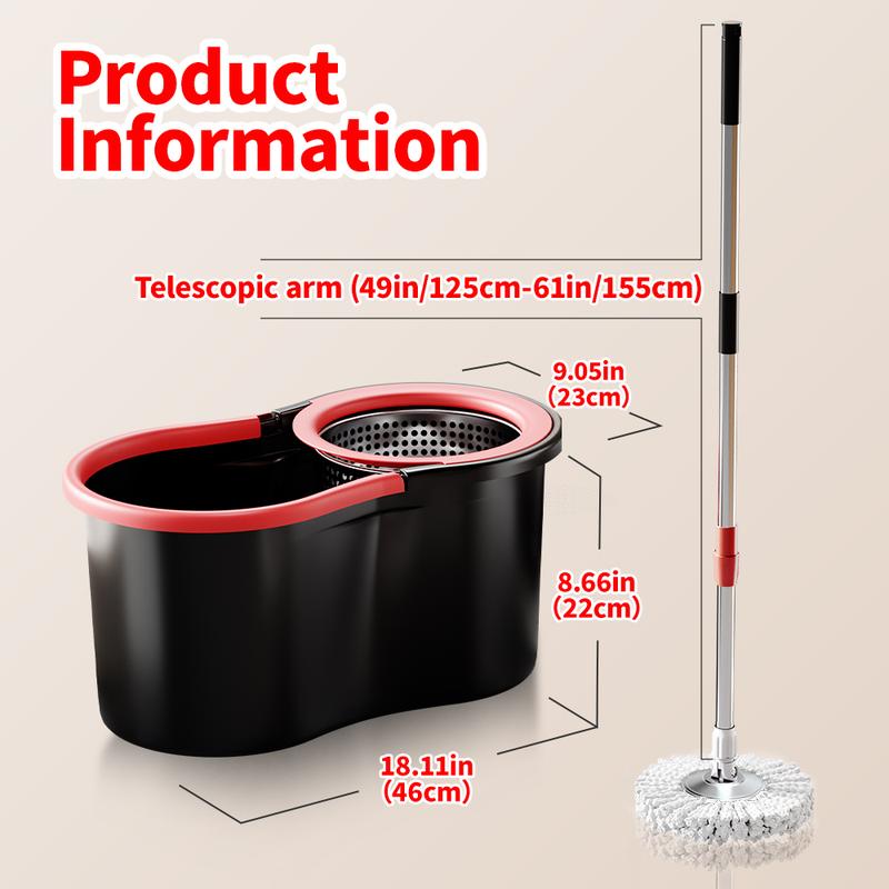 Spin Mop &amp; Bucket System with Detachable Scrub Brush