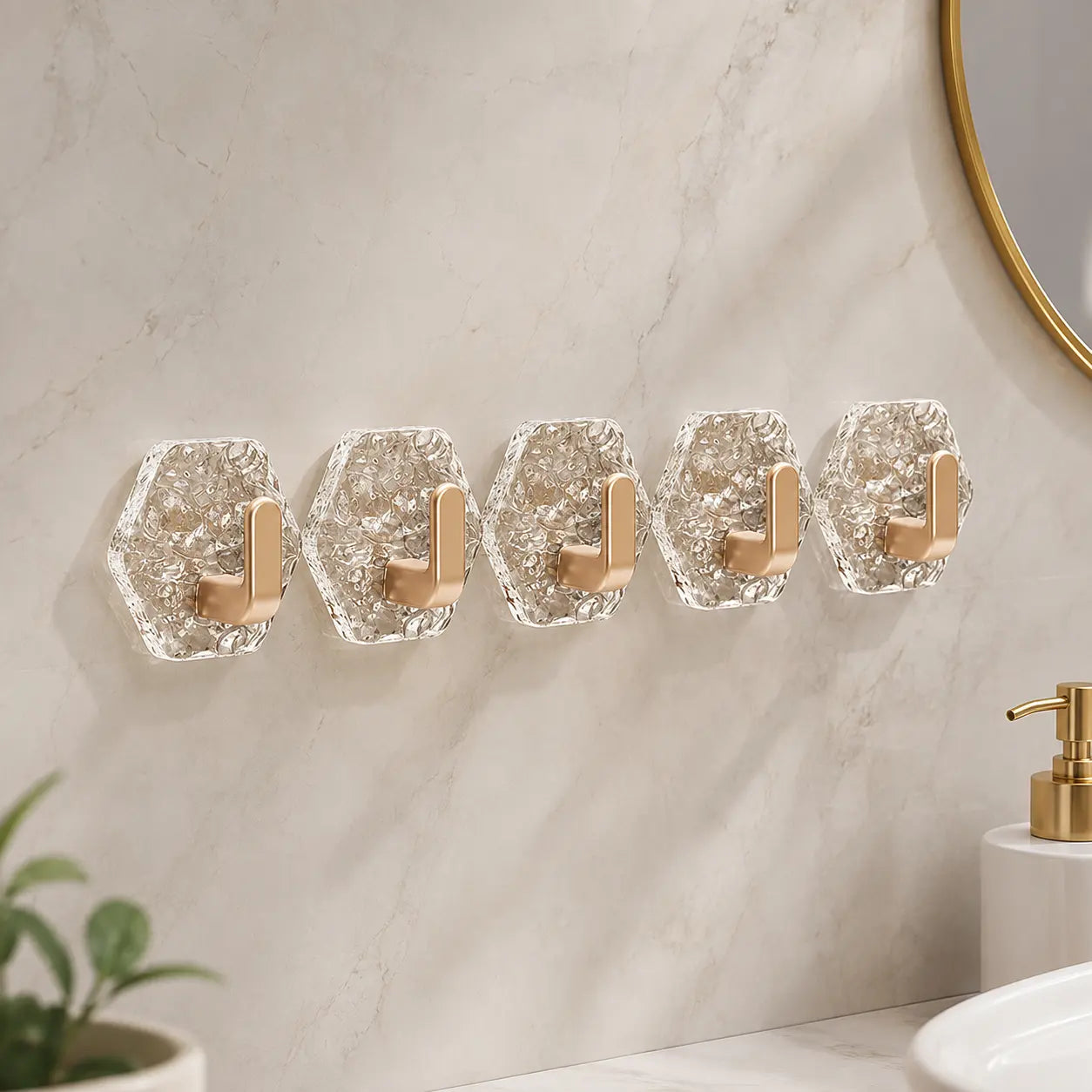No Drill Wall Hooks Set - Waterproof Self Adhesive Hooks for Bathroom, Kitchen, Towels, Keys & Everyday Storage