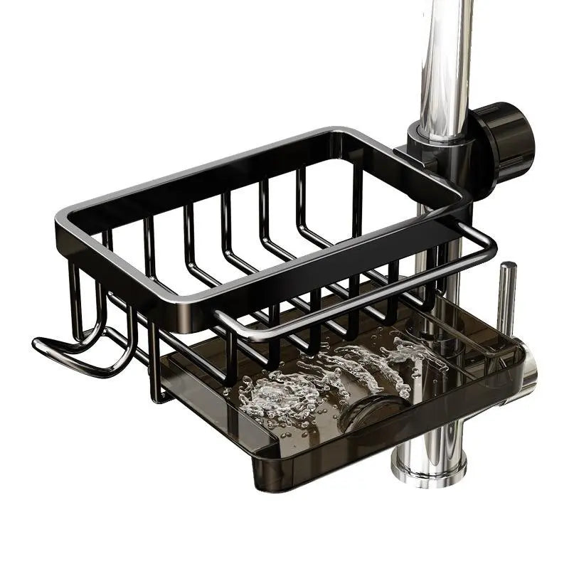 🚰 Stainless Steel Over-Faucet Sink Organizer – Space-Saving Sponge & Soap Holder with Drain Tray ✨